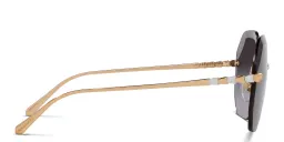 Shop BVLGARI Oversized Rimless Irregular Sunglasses in Gold online.