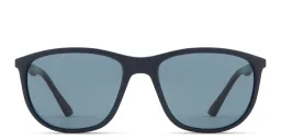 Shop Emporio Armani Logo Pillow Sunglasses in Matte Blue online.