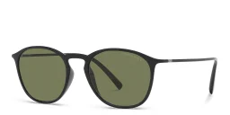 Shop GIORGIO ARMANI Round Sunglasses in Shiny Black online.