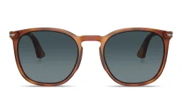 Shop PERSOL Unisex Round Sunglasses in Brown online.