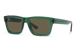 Shop Ray-Ban Warren Unisex Rectangle Sunglasses in Transparent Green online.