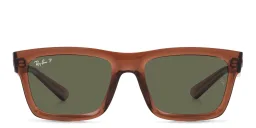 Shop Ray-Ban Warren Unisex Rectangle Sunglasses in Transparent Brown online.