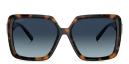Shop TIFFANY T Motif Oversized Square Sunglasses in Havana online.