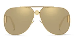 Shop VERSACE Medusa Unisex Wide Pilot Sunglasses in Gold online.