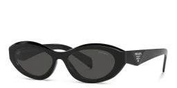 Shop PRADA Irregular Sunglasses in Black online.