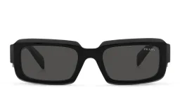 Shop PRADA Rectangle Sunglasses in Black online.