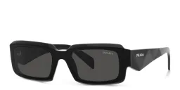 Shop PRADA Rectangle Sunglasses in Black online.