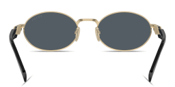 Shop PRADA Engraved Logo Oval Sunglasses in Gold online.