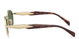 Shop PRADA Engraved Logo Oval Sunglasses in Pale Gold online.