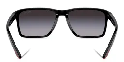 Shop Prada Linea Rossa Logo Rectangle Sunglasses in Black online.