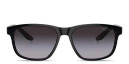 Shop Prada Linea Rossa Logo Signature Pillow Sunglasses in Black online.