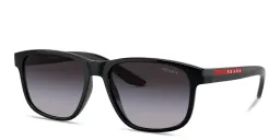 Shop Prada Linea Rossa Logo Signature Pillow Sunglasses in Black online.