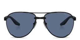 Shop Prada Linea Rossa Logo Aviator Sunglasses in Black online.