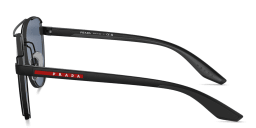 Shop Prada Linea Rossa Logo Aviator Sunglasses in Black online.