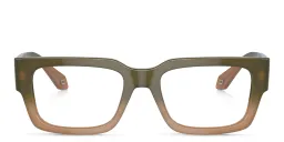 Shop GIORGIO ARMANI Rectangle Eyeglasses in Gradient Green/Brown online.