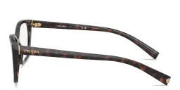 Shop PRADA Logo Signature Wide Rectangle Eyeglasses in Tortoise online.