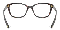 Shop PRADA Logo Signature Wide Rectangle Eyeglasses in Tortoise online.