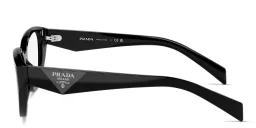 Shop PRADA Logo-Print Cat-Eye Eyeglasses in Black online.