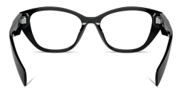 Shop PRADA Logo-Print Cat-Eye Eyeglasses in Black online.