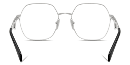 Shop PRADA Triangle Logo Oversized Wide Irregular Eyeglasses in Silver online.