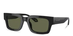 Shop GIORGIO ARMANI Rectangle Sunglasses in Black online.