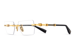 Shop BALMAIN Unisex Rimless Rectangle Eyeglasses in Gold online.