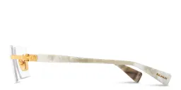 Shop BALMAIN Pierre Limited Edition Unisex Rimless Rectangle Eyeglasses in Polished Gold online.
