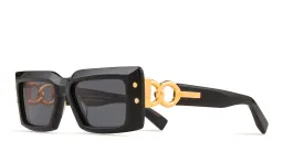 Shop BALMAIN Rectangle Sunglasses in Black online.