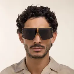 Shop BALMAIN Unisex Wide Irregular Sunglasses in Black online.