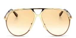 Shop TOM FORD Oversized Aviator Sunglasses in Shiny Deep Gold online.