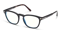 Shop TOM FORD Unisex Round Eyeglasses in Shiny Black online.