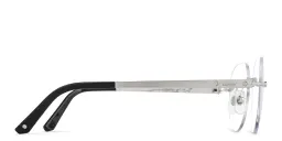 Shop Cartier Santos de Cartier Round Eyeglasses in Silver online.