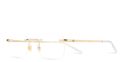 Shop MONTBLANC Rimless Rectangle Eyeglasses in Gold online.