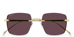 Shop Cartier Pasha de Cartier Rimless Rectangle Sunglasses in Gold online.
