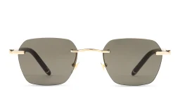 Shop MONTBLANC Rimless Irregular Sunglasses in Gold online.