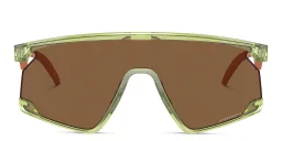 Shop Oakley BXTR Unisex Half-Rim Mask Sunglasses in Shiny Transparent Green online.