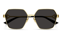 Shop BOTTEGA VENETA Irregular Sunglasses in Gold online.