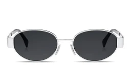Shop CELINE Metal Triomphe Oval Sunglasses in Silver online.