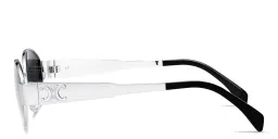 Shop CELINE Metal Triomphe Oval Sunglasses in Silver online.