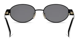 Shop CELINE Metal Triomphe Oval Sunglasses in Black online.