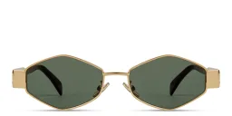 Shop CELINE Metal Triomphe Geometric Sunglasses in Gold online.