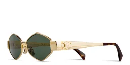 Shop CELINE Metal Triomphe Geometric Sunglasses in Gold online.
