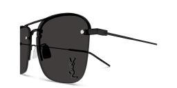 Shop SAINT LAURENT Half-Rim Aviator Sunglasses in Black online.