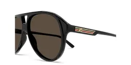Shop GUCCI Oversized Aviator Sunglasses in Black online.