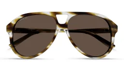 Shop GUCCI Oversized Aviator Sunglasses in Havana online.