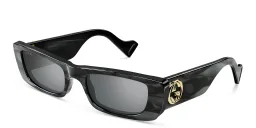 Shop GUCCI Rectangle Sunglasses in Grey online.