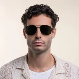 Shop GUCCI Aviator Sunglasses in Gold online.