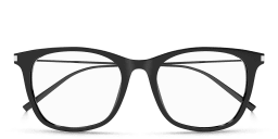 Shop SAINT LAURENT Unisex Square Eyeglasses in Black online.