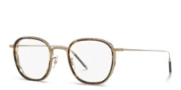 Shop OLIVER PEOPLES Unisex Square Eyeglasses in Gold/Tuscany Tortoise online.
