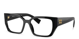 Shop MIU MIU Rectangle Eyeglasses in Black online.